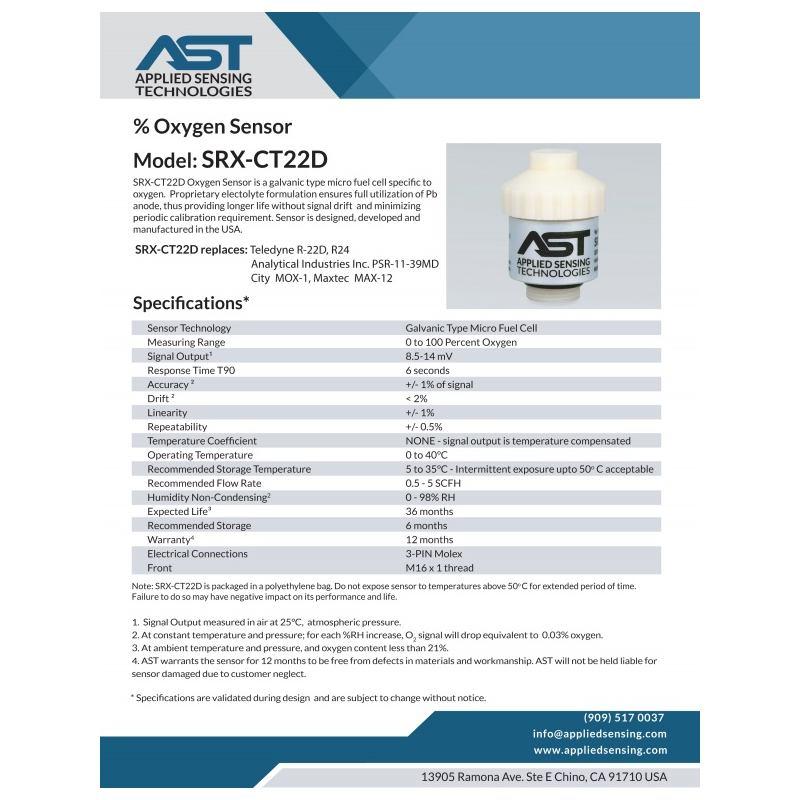 AST 22D Molex - oxygene sensor with diaphragm